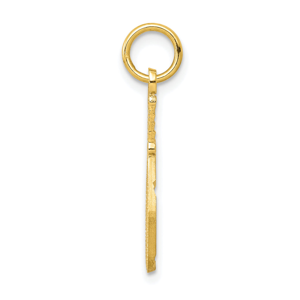 10K Solid Gold Racquetball Racquet Charm with Polished Finish