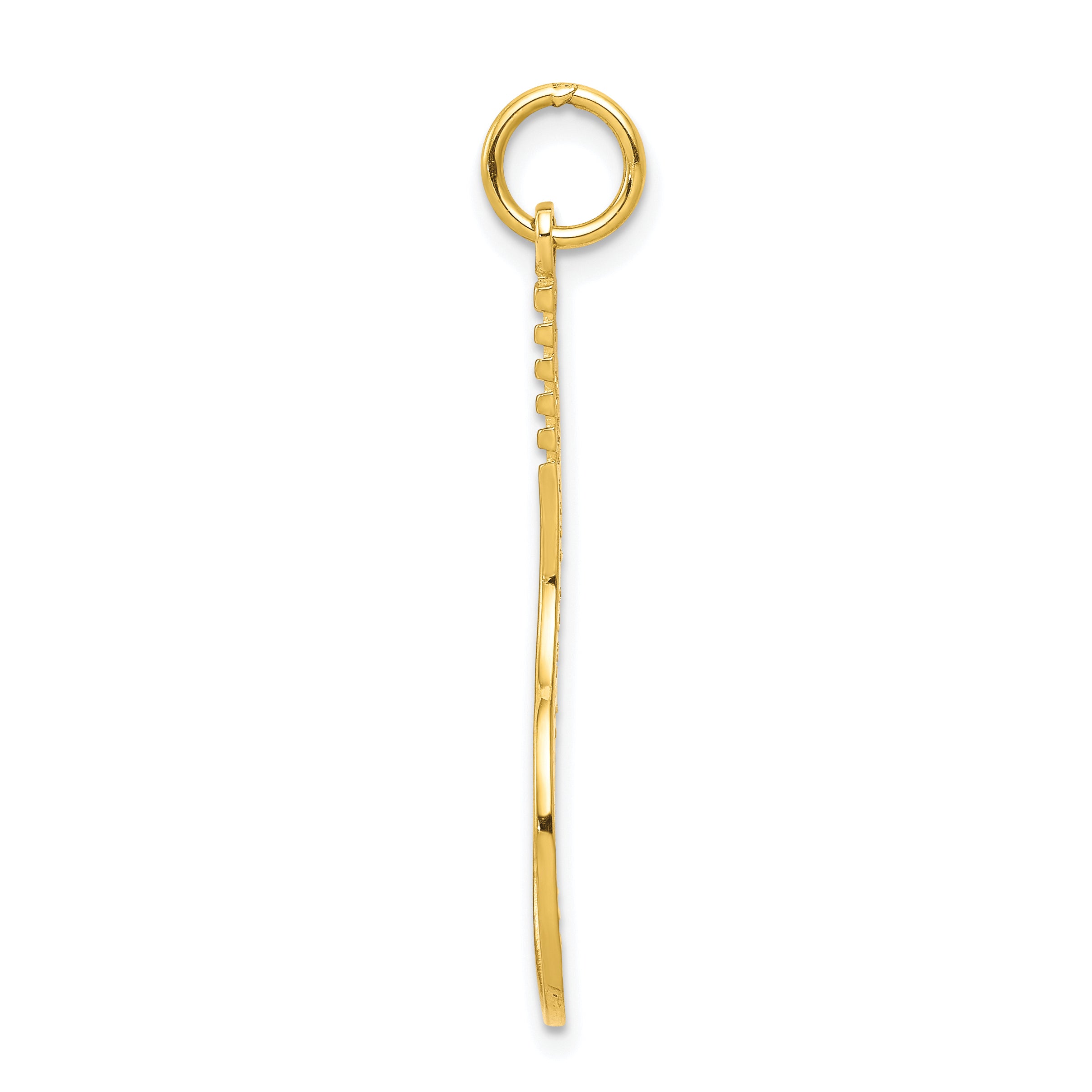 10K Gold Tennis Racquet Charm with Polished Solid Design Secondary image