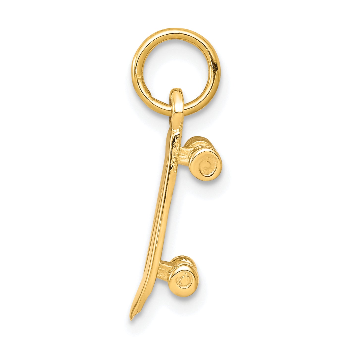 10K Gold Solid 3D Skateboard Charm with Polished Finish