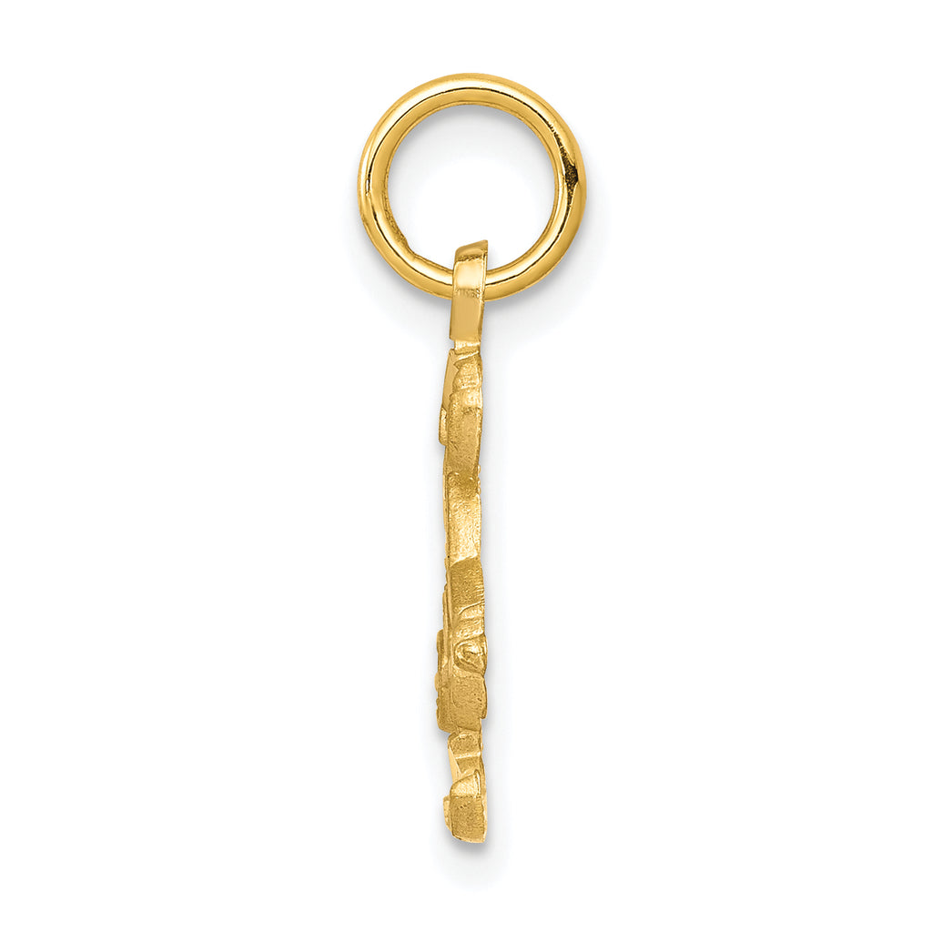 10K Gold Diamond-Cut Skier Charm with Polished Finish