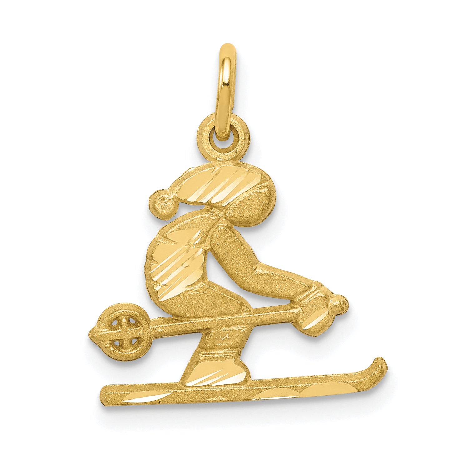 10k Diamond-cut Skier Charm