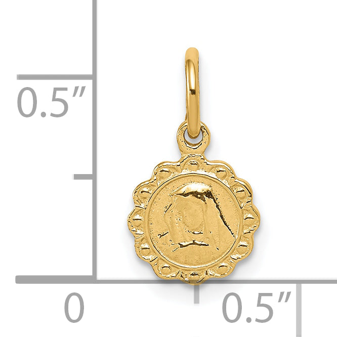 10K Gold Our Lady of Sorrows Pendant with Satin Polished Finish