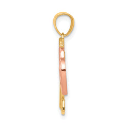 10K Two-Tone Gold Heart and Key Charm with Polished Finish
