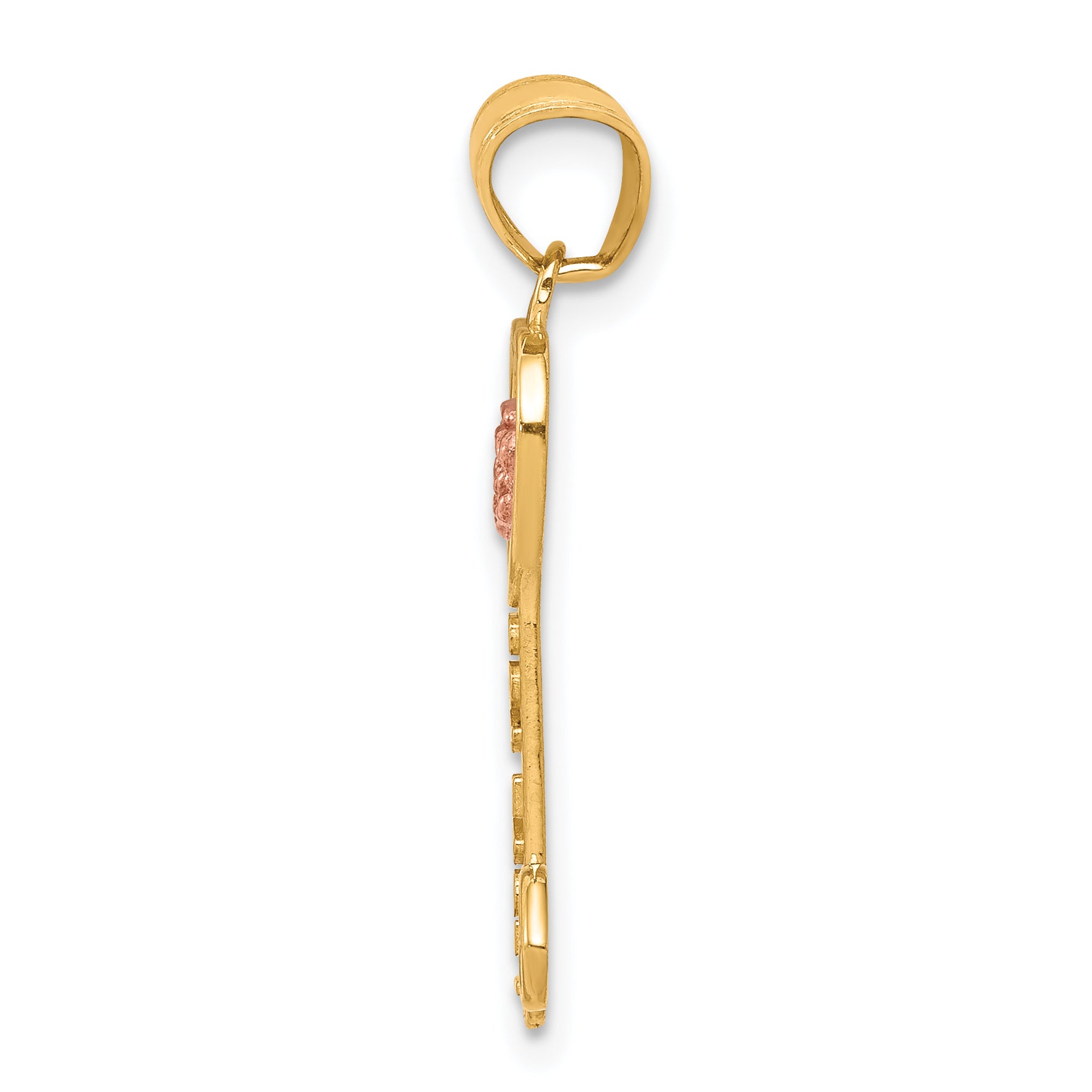 10K Two-Tone Gold I Love You Key Charm with Polished Finish Secondary image
