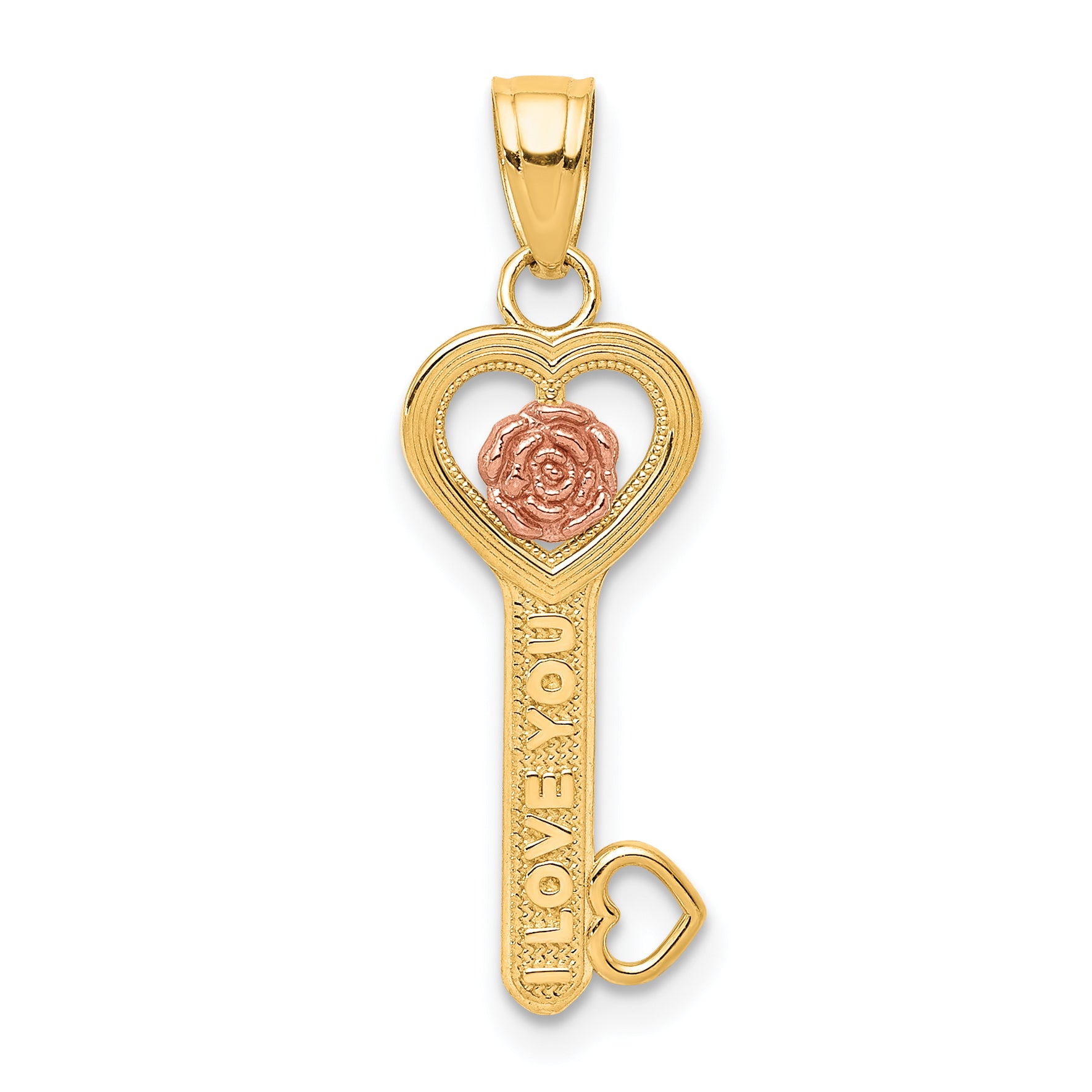 10k Two-tone I Love You Key Charm Main image