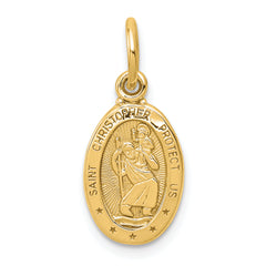 10k Solid Satin Polished St. Christopher Pendant