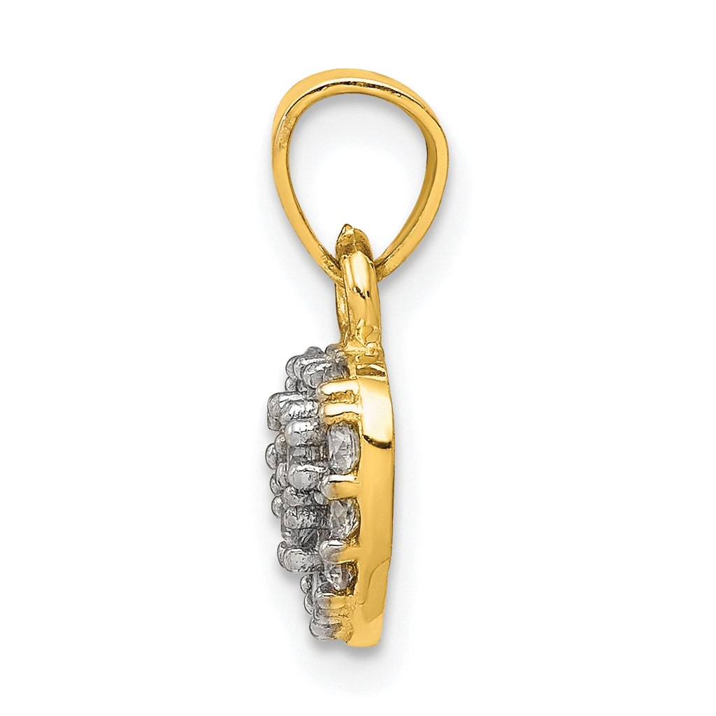 10K Gold CZ Heart Charm with Polished Finish  Elegant and Timeless Design