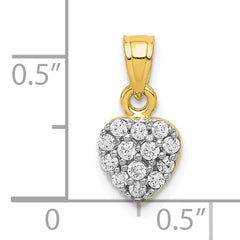 10K Gold CZ Heart Charm with Polished Finish  Elegant and Timeless Design