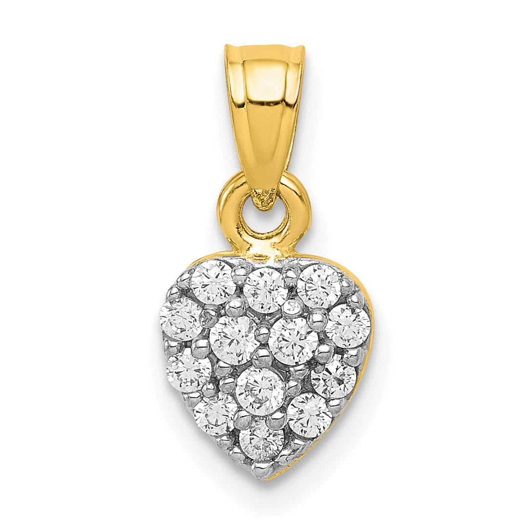 10k CZ Cluster Heart Charm Main image