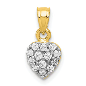 Heart Charm in 10K Yellow Gold with Cubic Zirconia Cluster, 11mm - Sophia Jewelers