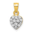 10k CZ Cluster Heart Charm