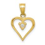 10K Gold Polished Heart Charm with CZ Stones  Elegant Gift-Ready Design