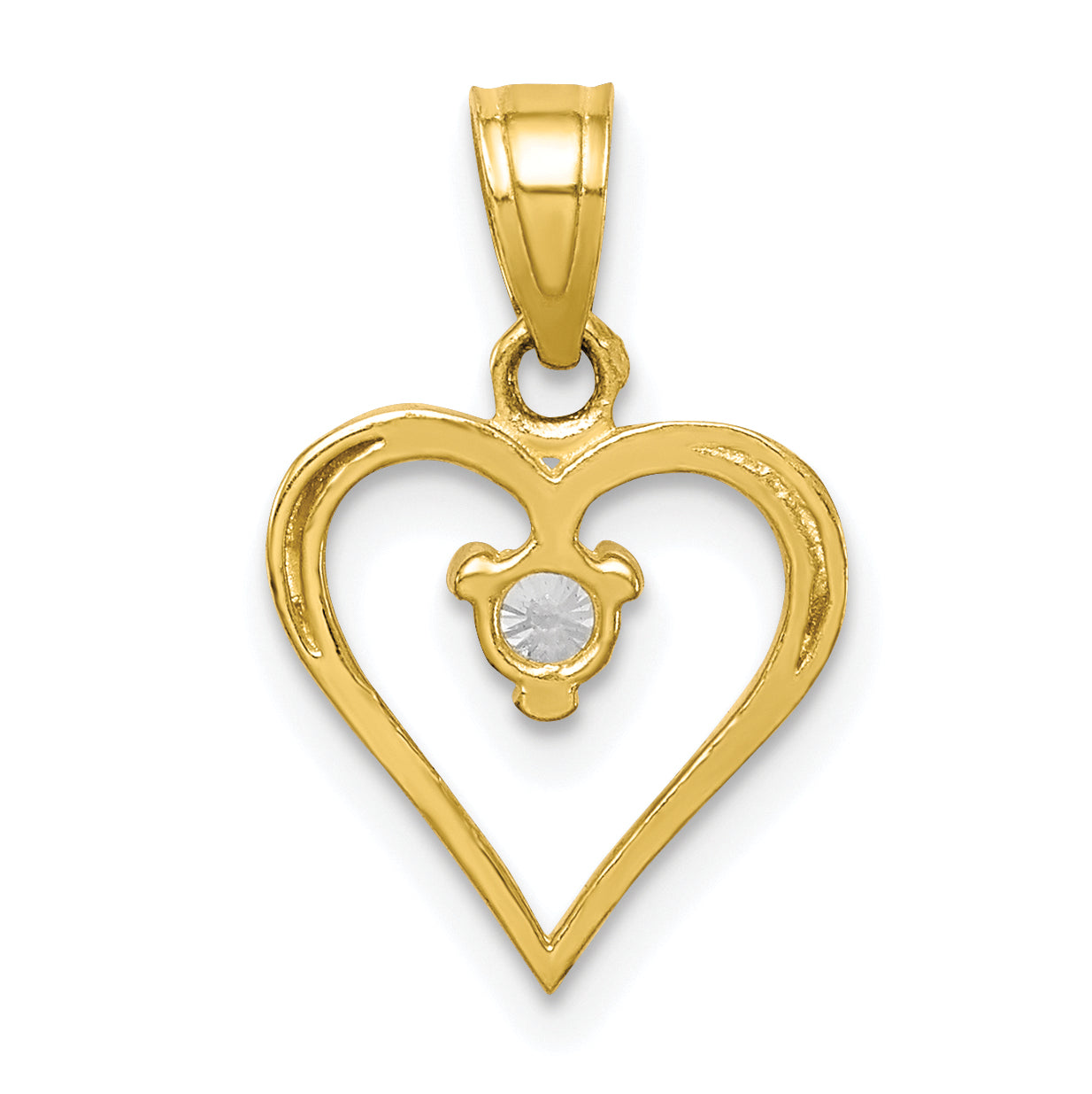 10K Gold Polished Heart Charm with CZ Stones  Elegant Gift-Ready Design