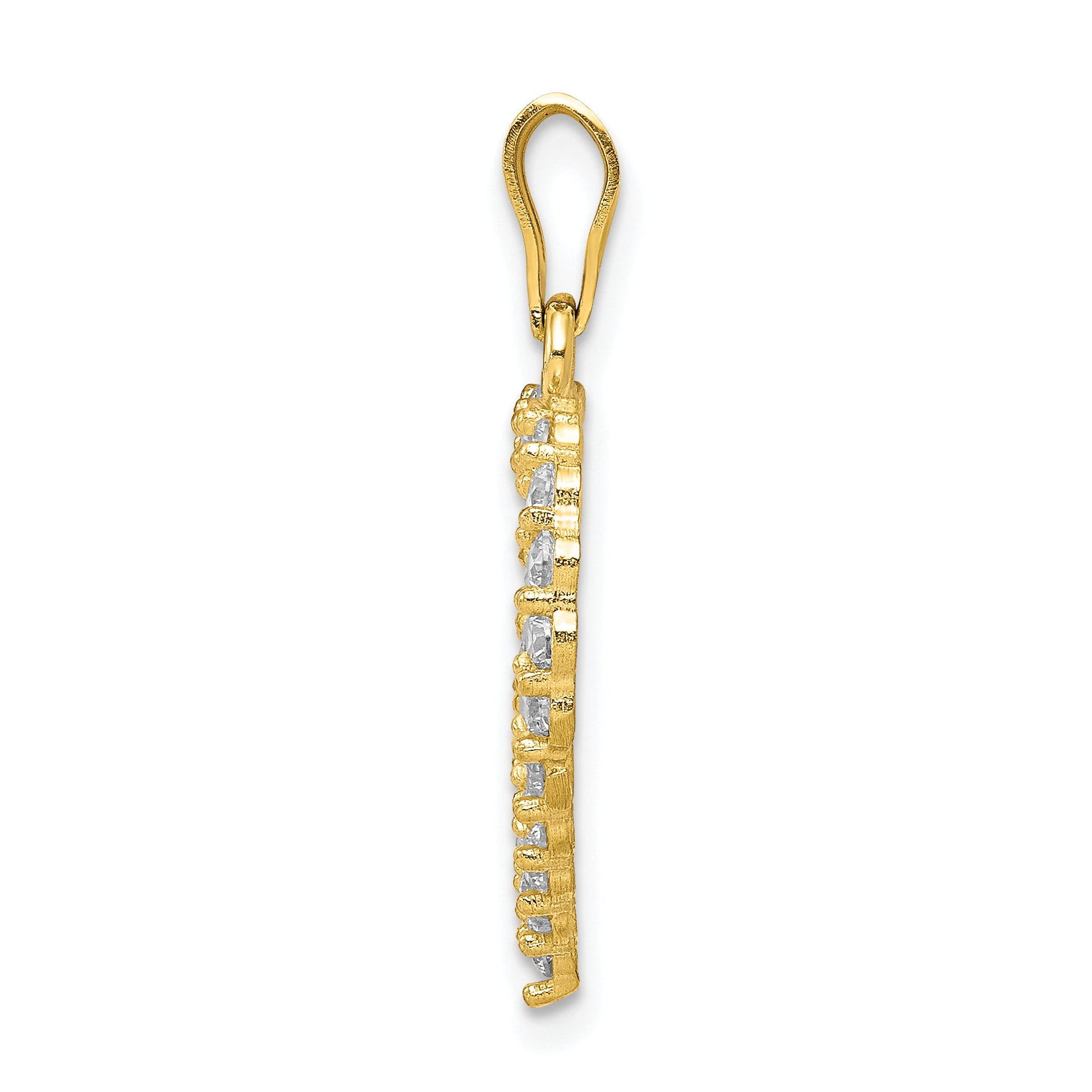 10K Gold Heart Pendant with CZ Stone in Polished Solid Design