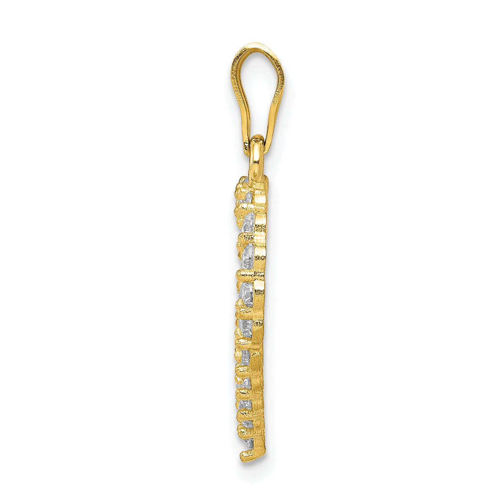 10K Gold Heart Pendant with CZ Stone in Polished Solid Design