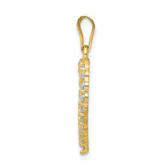 10K Gold Heart Pendant with CZ Stone in Polished Solid Design