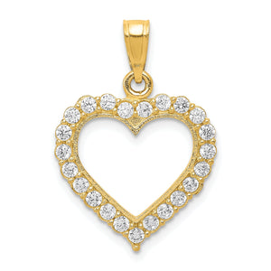 Cubic Zirconia Heart Pendant in 10K Yellow Gold, 20mm - Sophia Jewelers