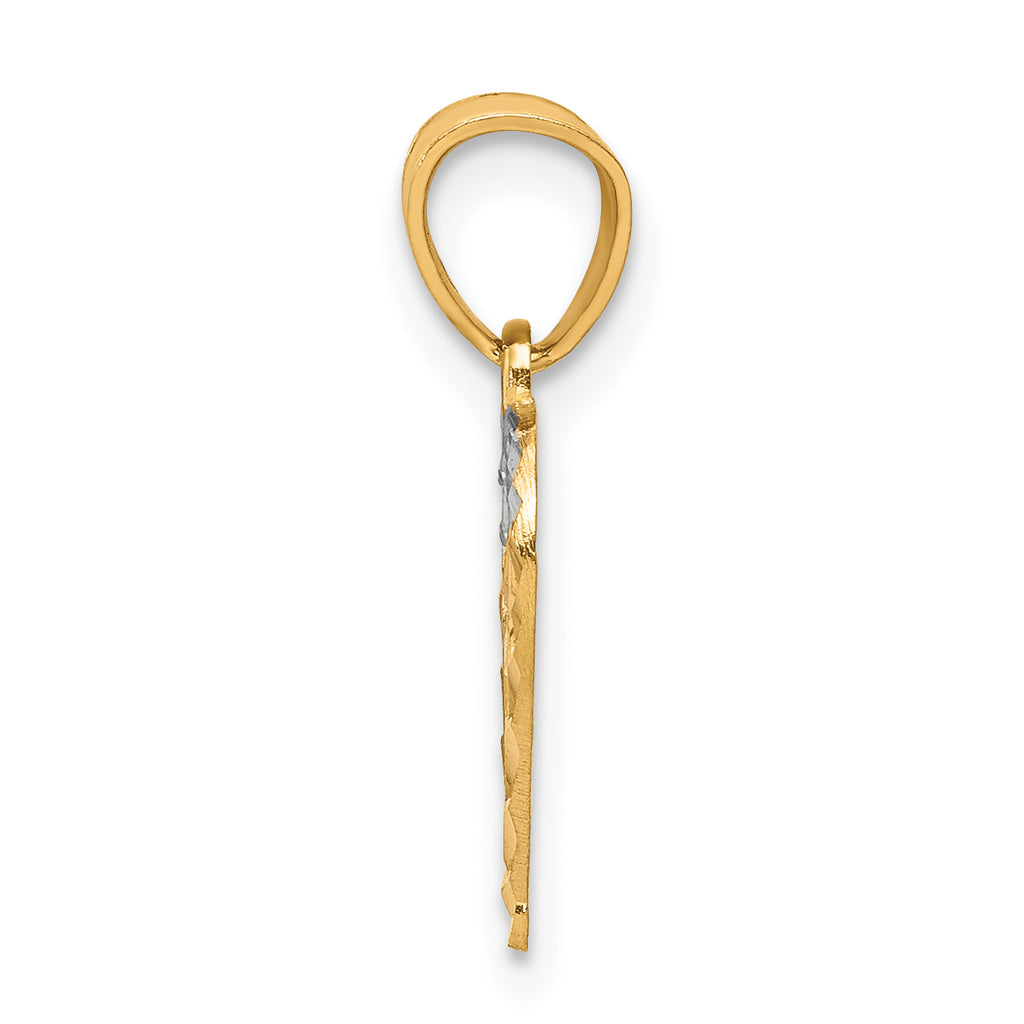 10K Yellow Gold Heart Charm with Rhodium Accent and Polished Finish