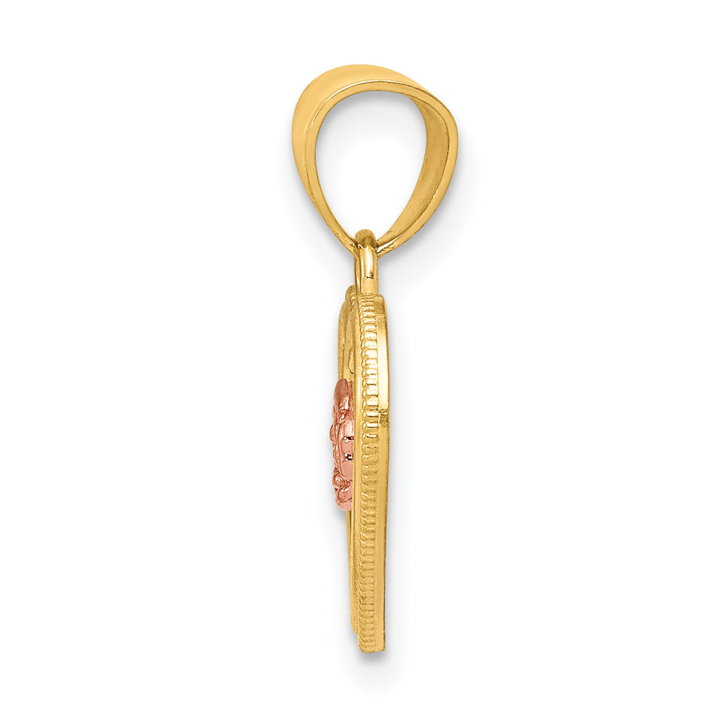 10K Two-Tone Gold Heart Charm with Polished Finish Elegant Design