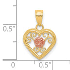 10K Two-Tone Gold Heart Charm with Polished Finish Elegant Design