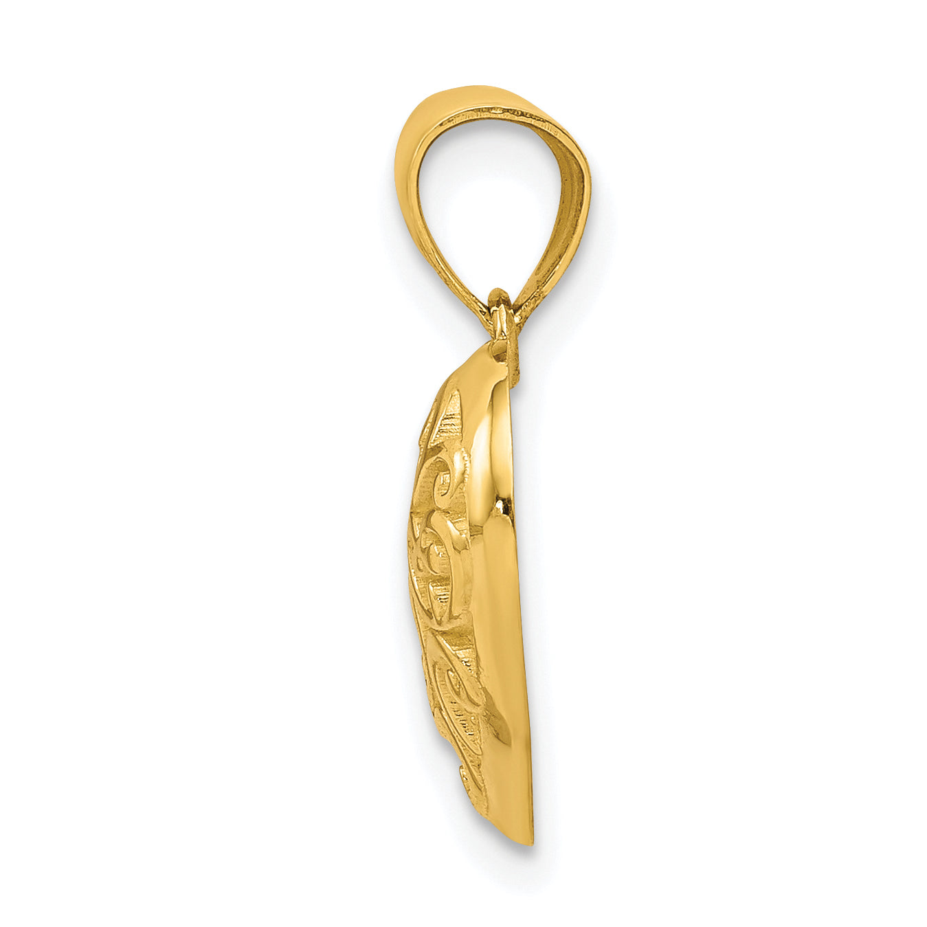 10K Gold Polished Diamond-Cut Heart Charm Elegant, Solid Design Secondary image