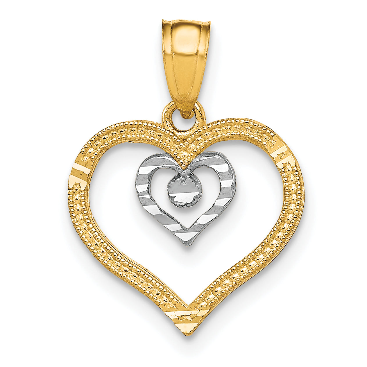 10K w/Rhodium Heart Charm