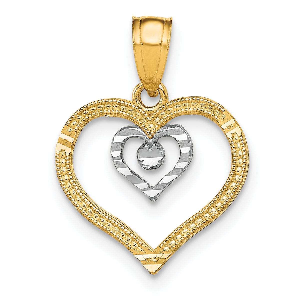 10K w/Rhodium Heart Charm