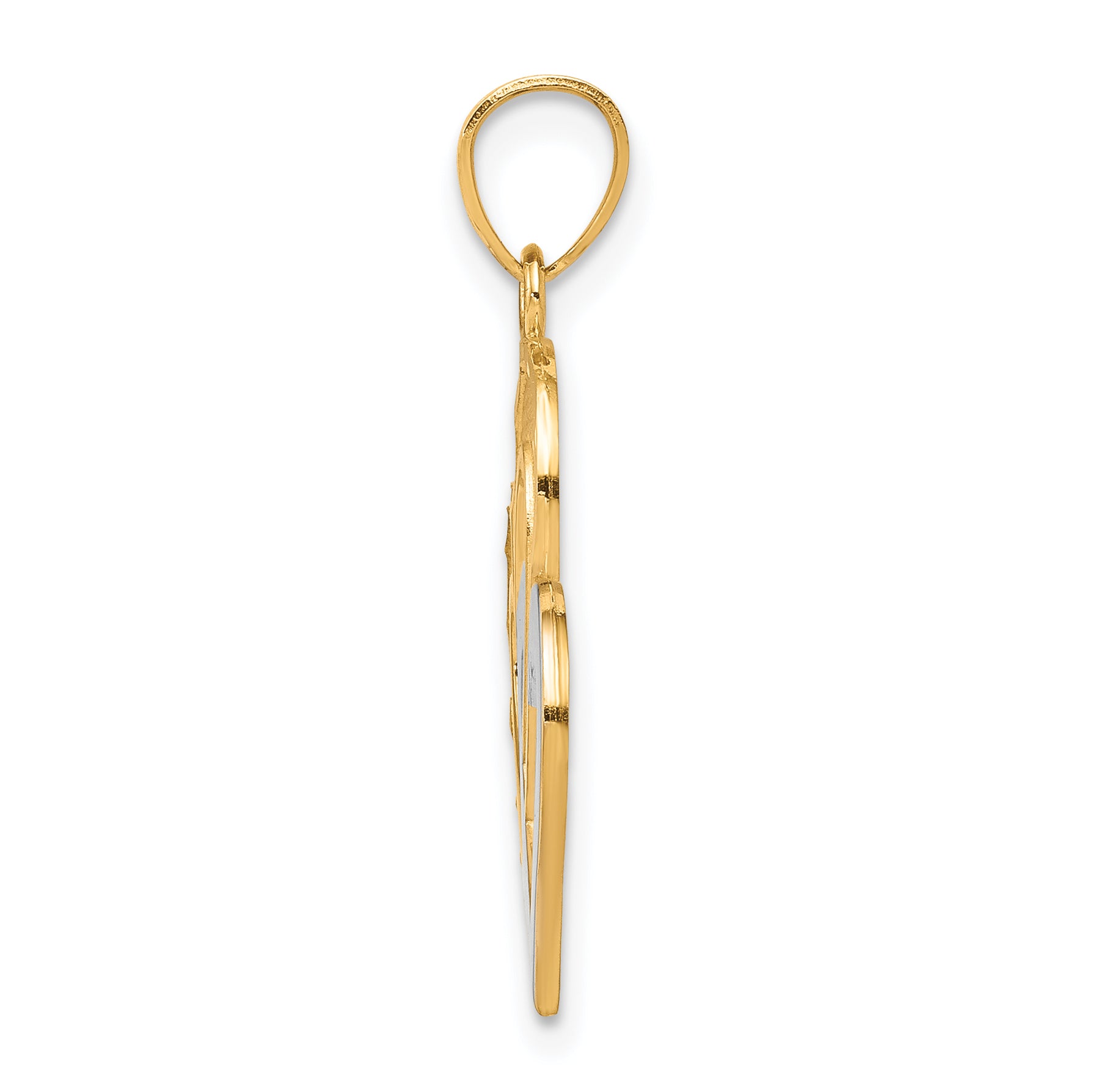 10K Gold Double Heart Pendant with Rhodium Accents  Elegant and Timeless Charm