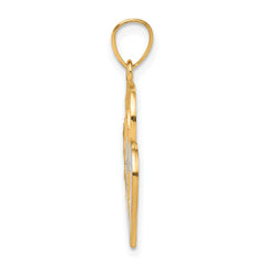 10K Gold Double Heart Pendant with Rhodium Accents  Elegant and Timeless Charm