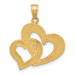 10K Gold Double Heart Pendant with Rhodium Accents  Elegant and Timeless Charm