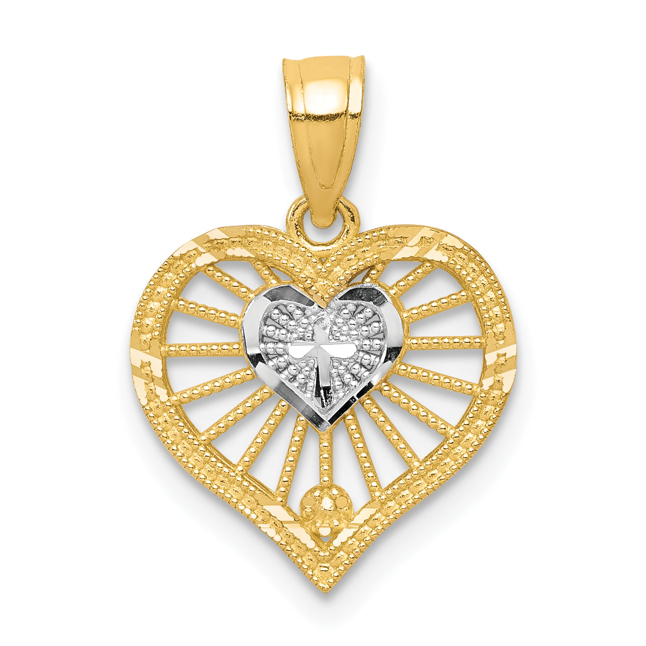 10K W/Rhodium Heart W/Cross Charm Main image