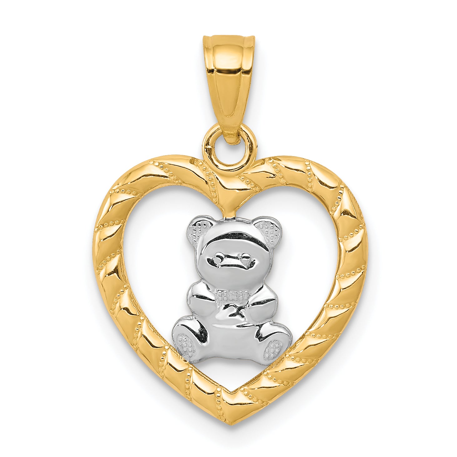 10k w/Rhodium Teddy Bear Heart Charm Main image