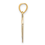 10K Gold Heart Charm with Rhodium Accents, Polished Elegant Design