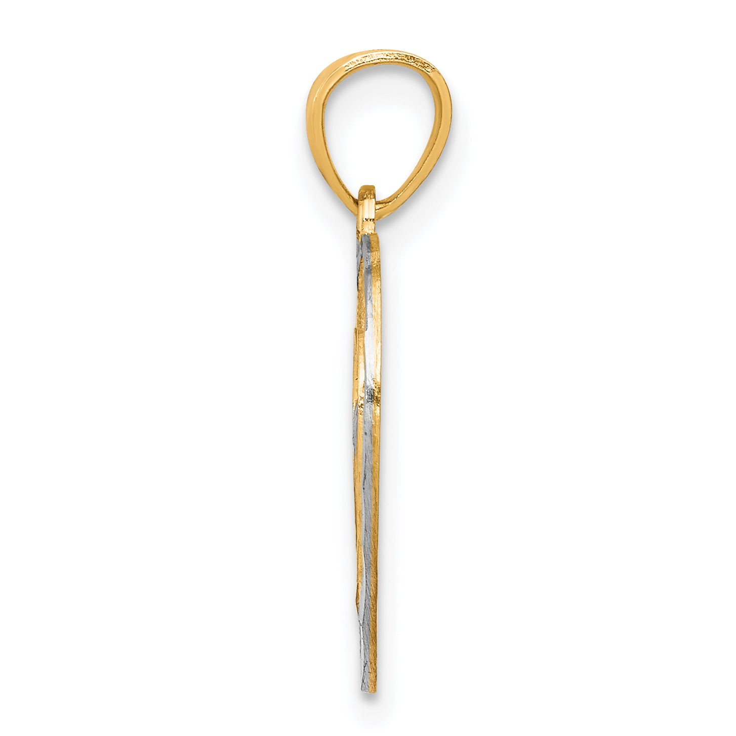 10K Gold Heart Charm with Rhodium Accents, Polished Elegant Design