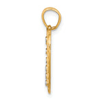 10K Gold Heart Charm with Rhodium Accent Polished Finish