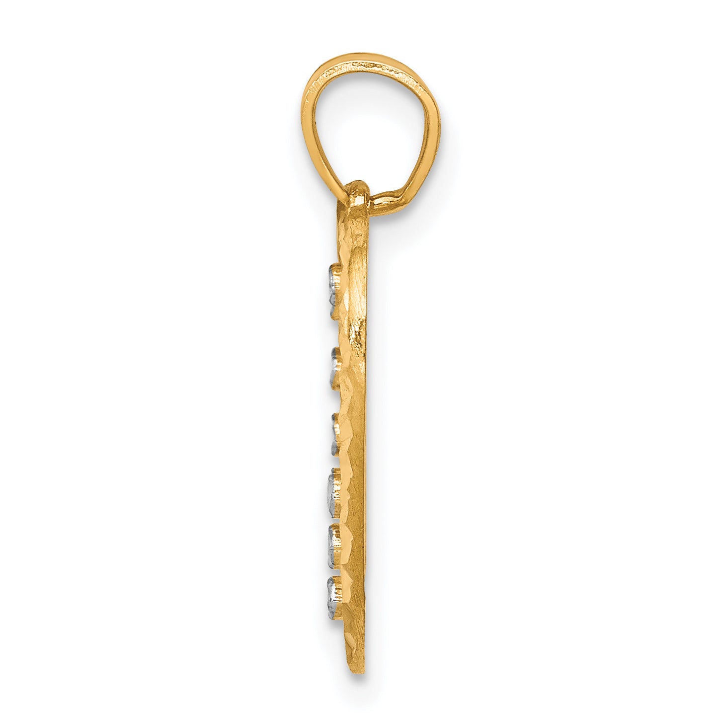 10K Gold Heart Charm with Rhodium Accent Polished Finish
