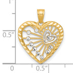 10K Gold Heart Charm with Rhodium Accent Polished Finish