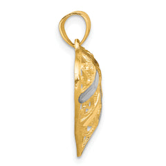 10K Gold Rhodium-Accented Diamond-Cut Heart Filigree Pendant Elegant Polished Finish