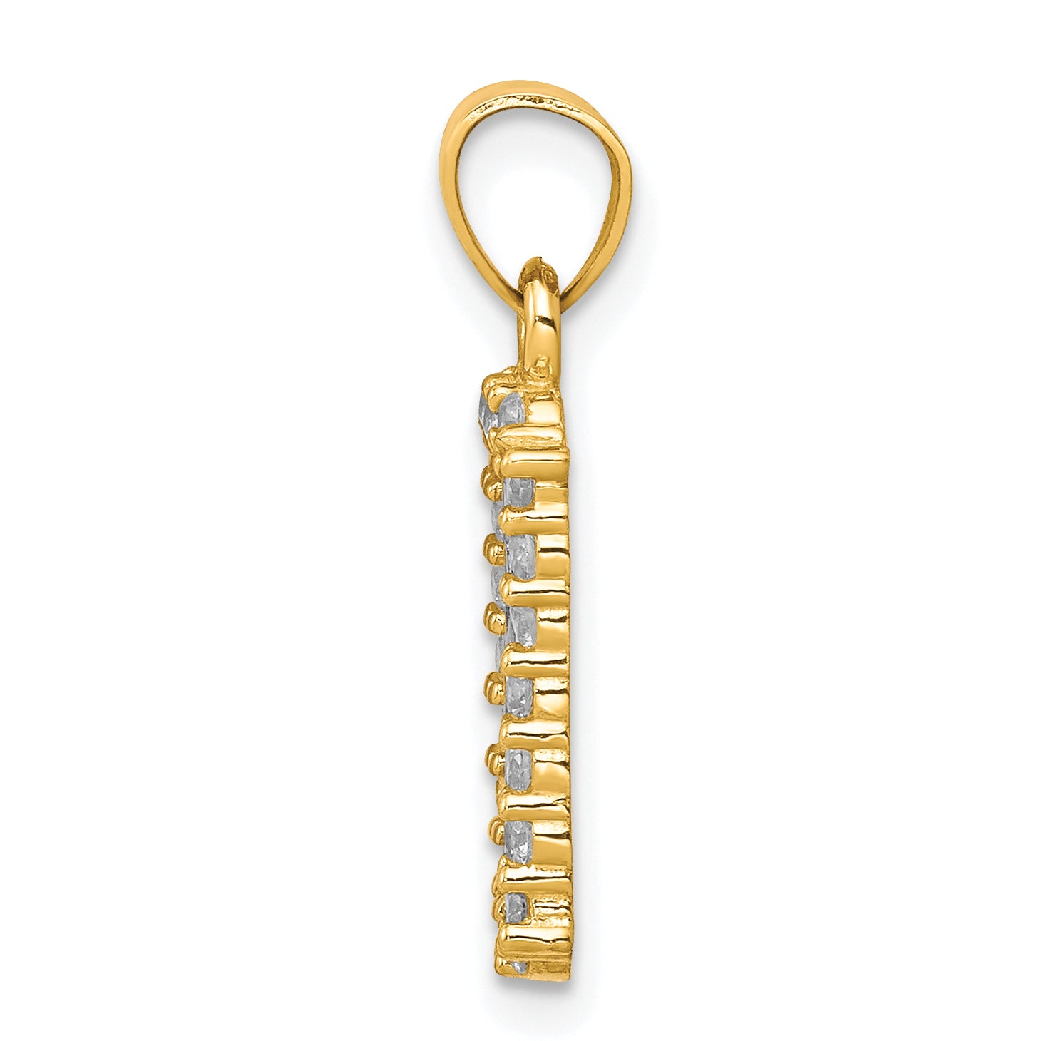 10K Yellow Gold Rhodium CZ I Love You Charm Polished & Elegant