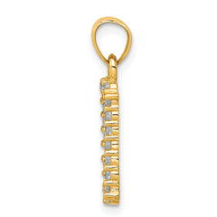 10K Yellow Gold Rhodium CZ I Love You Charm Polished & Elegant