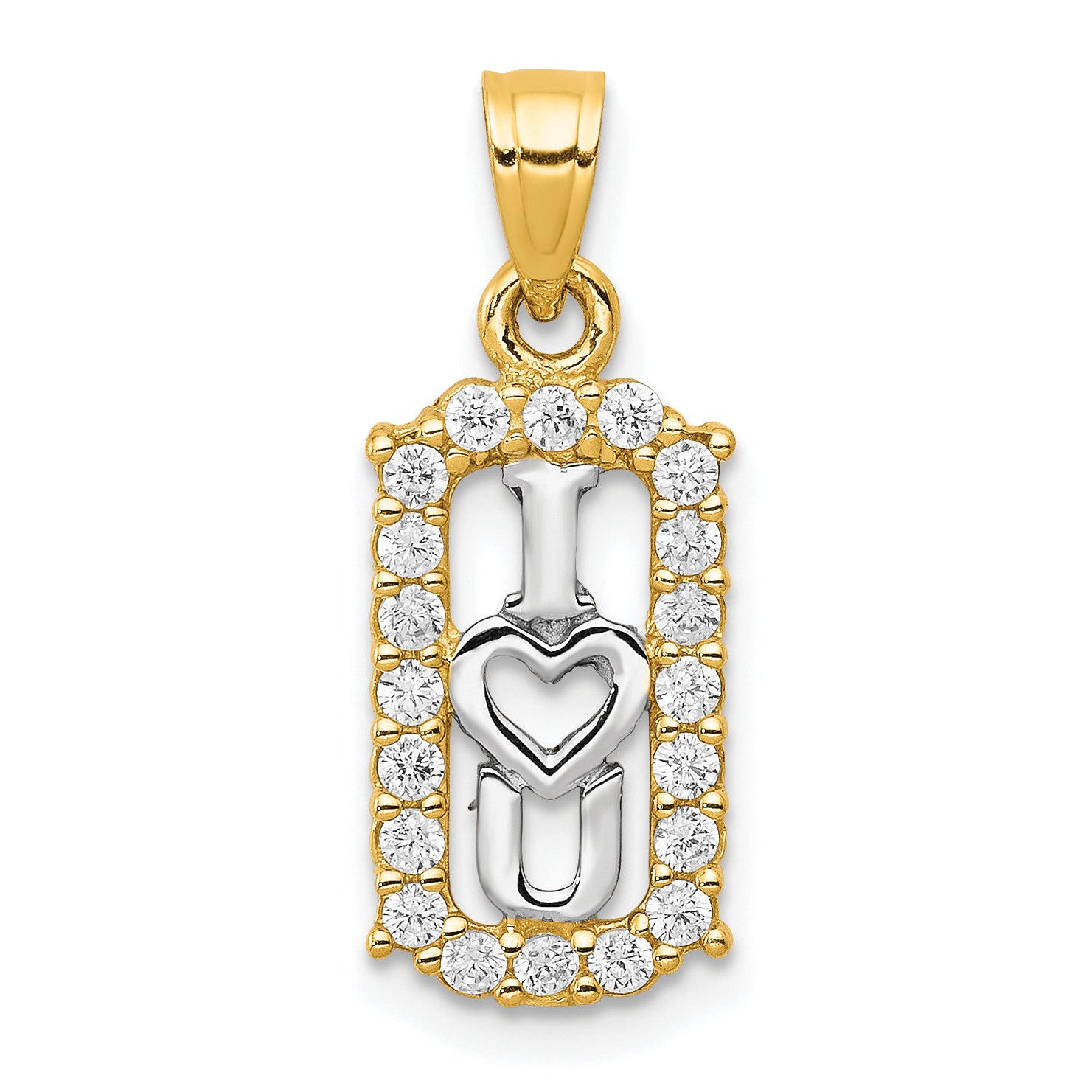 10K w/ Rhodium CZ I LOVE YOU Charm Main image