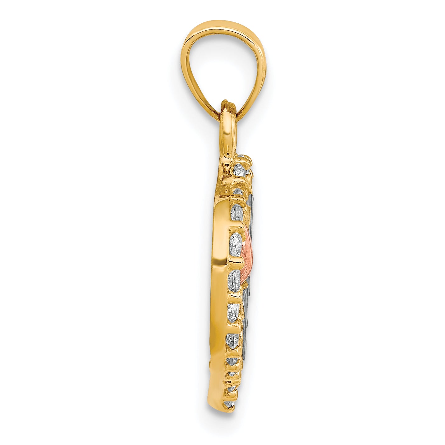 10K Two-Tone Gold Heart Pendant with CZ and White Rhodium Trim