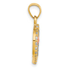 10K Two-Tone Gold Heart Pendant with CZ and White Rhodium Trim