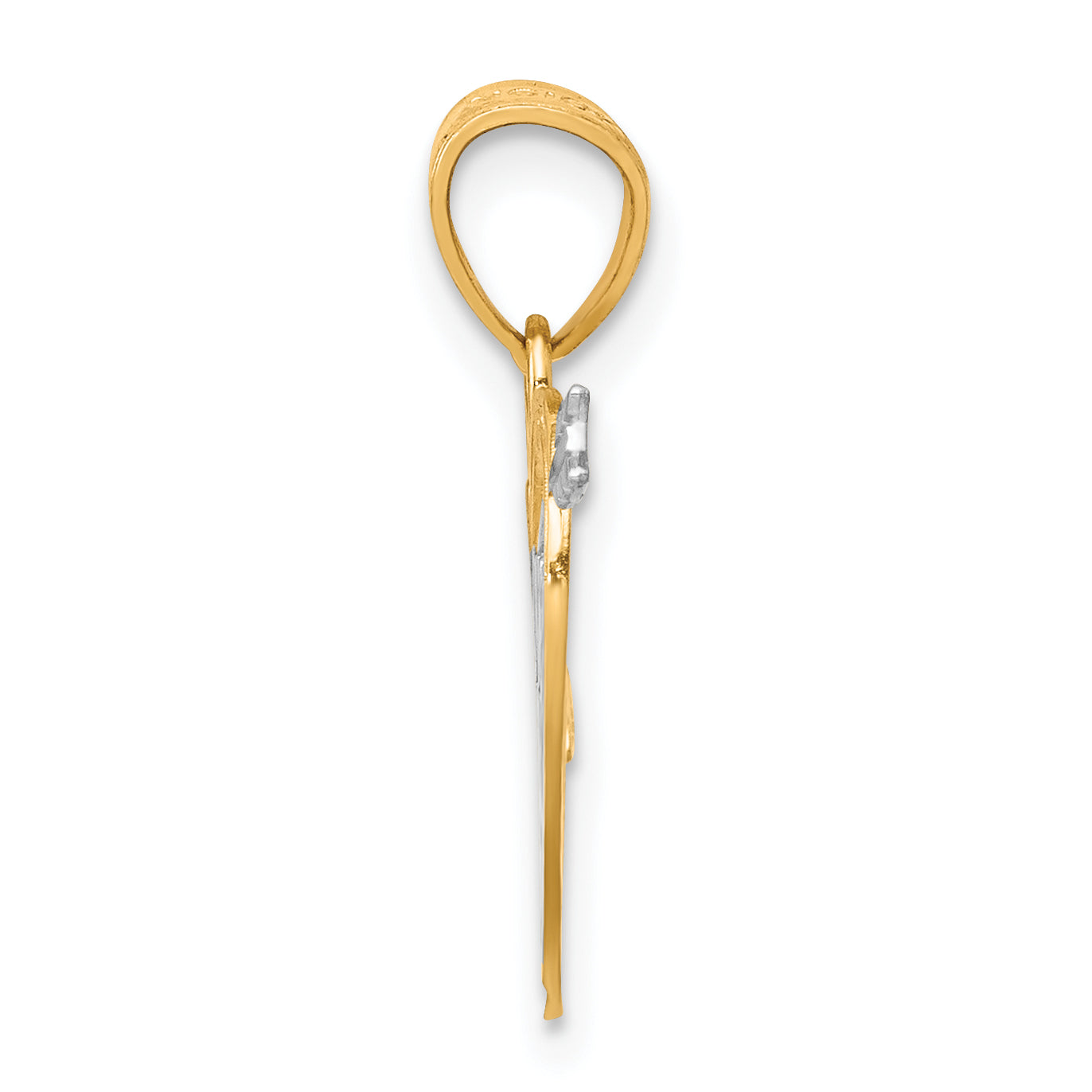 10K Gold Heart Pendant with Rhodium Accent and Polished Finish Secondary image