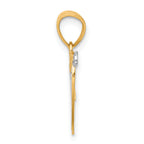 10K Gold Heart Pendant with Rhodium Accent and Polished Finish