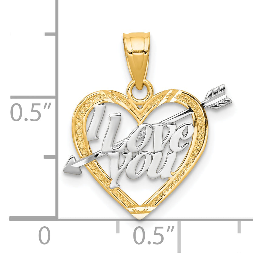 10K w/ Rhodium I LOVE YOU Heart Charm