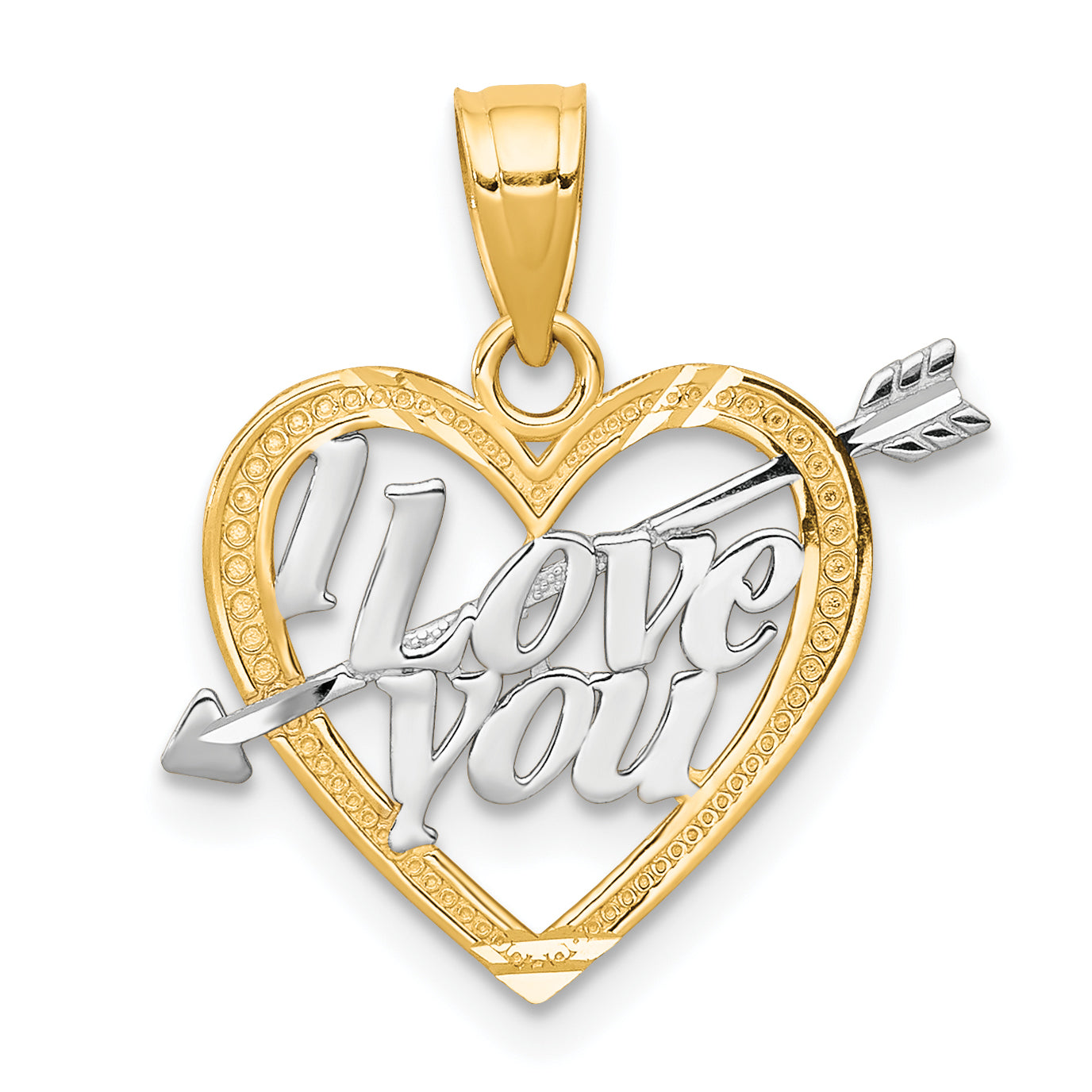 10K w/ Rhodium I LOVE YOU Heart Charm Main image