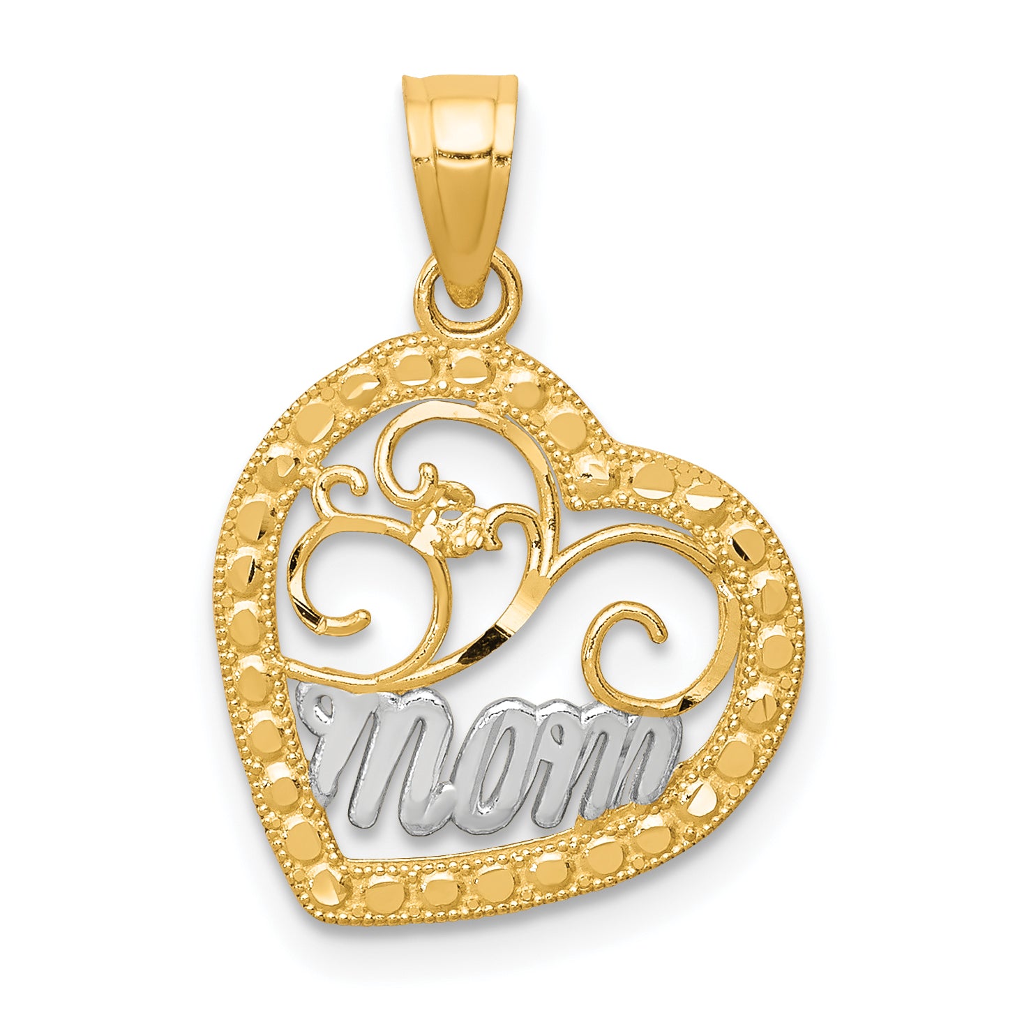 10K & Rhodium MOM Heart Charm Main image