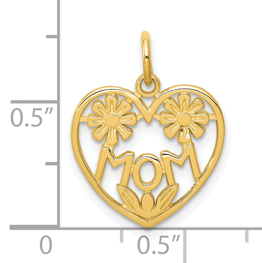 10K Gold MOM Charm with Polished Finish, Solid and Elegant