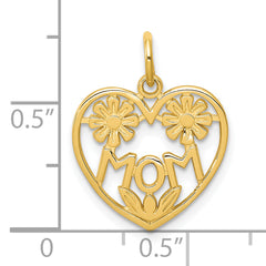 10K Gold MOM Charm with Polished Finish, Solid and Elegant